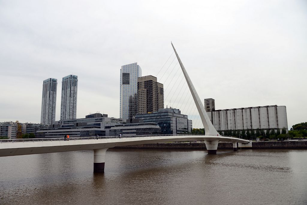 09 Puenta de la Mujer Bridge of Women With Hotel Torres del Yacht, Repsol-YPF Tower Behind In Puerto Madero Buenos Aires